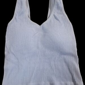 Soul Revival Cream Ribbed Fitted Crop Tank Top